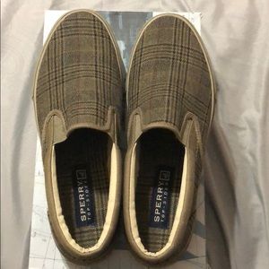 Men’s Dark Olive/Grayish Slip on Sperrys